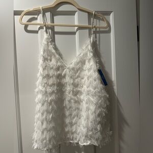 White feathered camisole. New with tags